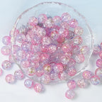 100Pcs 10mm Crackle Glass Beads for Jewelry Making - Round Spacer Crystal Beads Bulk, DIY Craft Supplies for Necklace Bracelet Earrings (Pink Light Purple) - color: Pink Light Purple