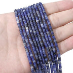 BEADIA Natural Blue Sodalite Short Cylinder Beads 2x3mm 155pcs Tube Loose Semi Gemstone Beads for Jewelry Making Design - color: Blue Sodalite