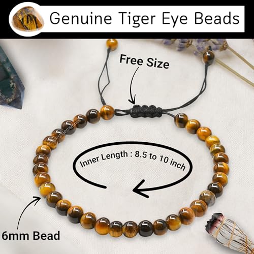 Amazing Gemstone Crystal Anklet Ankle Bracelets for Women - Waterproof Beaded Healing Crystal Anklets, Plus Size Chakra Gemstone Bead Anklet - color: Tigers Eye, style: Plain