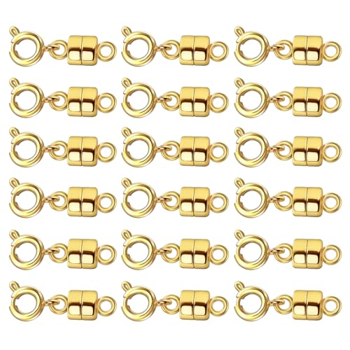 Magnetic Clasps for Necklaces Strong Magnetic Necklace Clasps and Closures, 14K Gold and Silver Bracelet Converter for Women - color: 18Pcs Gold