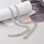 Craftdady 2Pcs Flat Chain Strap Silver Metal Purse Handbag Shoulder Body Replacement Strap 39.3" Twisted Curb Link Aluminum Cable Chain for Wallet Clutch Belt Necklace Bracelet - color: Silver, 16.5x13mm