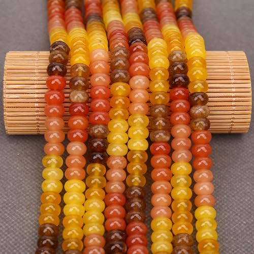 BONNY BOXX 1 Strand Natural 5 * 8mm Yellow Shade Rondelle Beads, Natural Abacus Disk Stone Beads Loose Spacer Gemstone for DIY Bracelet Necklace Jewelry Making - color: Yellow Shade, size: 5*8MM