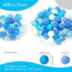 48 Pcs 20mm Beads for Pens Bubblegum Bead Light Blue Crystal Acrylic Round Chunky Bead Sparkly Large Balls Beads for Pen Beadable Keychain Bracelet Necklace DIY Jewelry Making Supplies - color: Light blue Color