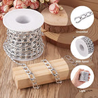 Craftdady 16.4 ft Aluminum Curb Chain Link 13.5x8mm Twisted Unwelded Silver Oval Cross Chain Link Necklace Chain with Spool for Bracelet Tassel DIY Crafts Jewelry Making - color: Silver, 13.5x8mm