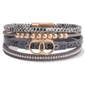 FANCY SHINY Mothers Day Gifts Boho Leather Wrap Bracelet Stackable Infinity Chunky Cuff Bracelets Western Hippie Outfits Jewelry Valentine Gifts for Women - color: Snakeskin Grey