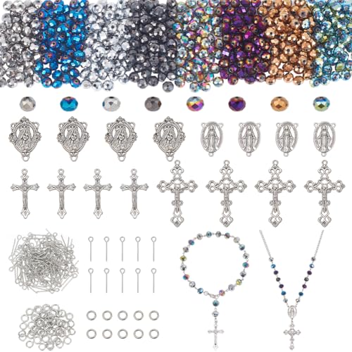 PH PandaHall Rosary Jewelry Making Kit 1064pcs Easter Necklace Making Set Rosary Prayer Making Supplies First Communion Necklace Set Cross Beads Kit for Ramadan Bracelet Necklaces Jewelry Making