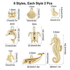 SUNNYCLUE 1 Box 16Pcs 8 Styles Real 14K Gold Plated Charms Gold Sea Theme Animal Charms Tortoise Starfish Seahorse Pendants Bulk for Earring Necklace Bracelet Jewelry Making Supplies - color: 14K Gold Plated Sea Theme Charms