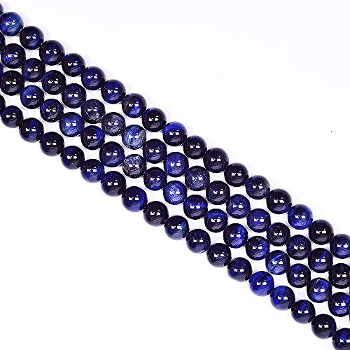 Natural Round AAA+ Dark Blue Tiger Eye Gemstone Loose Beads Energy Stone Healing Power for Bracelet Jewelry Making 1 Strand 15"（10mm,38pcs） - color: Dark blue, size: 10mm