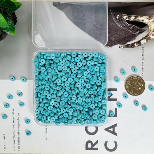Turquoise Heishi Beads Bulk for Jewelry Making - 900pcs 3x6mm Small Natural Semi-Precious Gemstone Disc Rondelle Spacer Loose Beads for Necklace, Bracelet, Earring & DIY Handmade Crafts - color: Turquoise Heishi 3*6mm