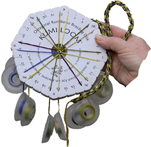 Kumihimo Kit for Beginners. Includes Kumiloom Loom, bobbins for Cord, Instruction Book, and First Necklace Project