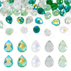 50Pcs Green Faceted Glass Teardrop Beads Electroplate Transparent Crystal Teardrop Charm Beads Top Drilled Drop Spacer Bead Water Drop Chandelier Charms for Earring Necklace Jewelry Making - color: Green