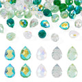 50Pcs Green Faceted Glass Teardrop Beads Electroplate Transparent Crystal Teardrop Charm Beads Top Drilled Drop Spacer Bead Water Drop Chandelier Charms for Earring Necklace Jewelry Making - color: Green