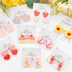 Mother’s Day Polymer Clay Cutters & Stamps Set - 12pcs Sharp & Durable Tea Cup, Cake, Heart, MOM & Silhouette Shapes for DIY Earring Jewelry Making, Soft Clay Crafts & Holiday Supplies - color: 2M color