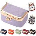 Zivyes Mini Jewelry Box Travel Small Coin Purse Organizer Case Genuine Leather Tiny Size (Light Purple) - color: Light Purple-Tiny