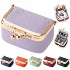 Zivyes Mini Jewelry Box Travel Small Coin Purse Organizer Case Genuine Leather Tiny Size (Light Purple) - color: Light Purple-Tiny