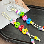 Mixed Color Big Hole Acrylic Number Letter Beads for Keychain Making Kit, 3D Letter Key Chain Making Kit with A~Z Alphabet Letters / 0~9 Numders/Round Beads/Wrist Straps/Carabiners/Cotton Rope