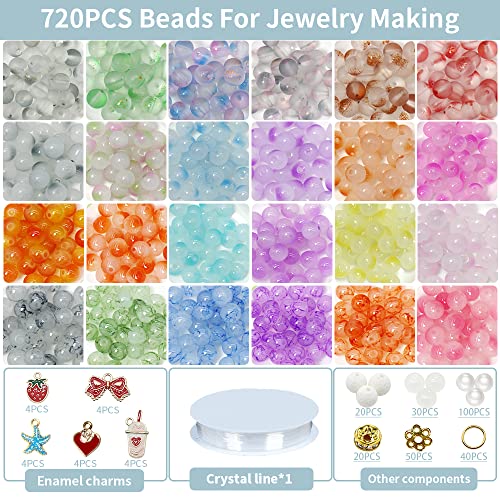 PAMIR TONG 1000PCS 8mm Glass Kit Set Round Beads Bulk,Imitative Jade Beads Kit, Bracelet Space Loose Beads for Jewelry Making Earring, Necklaces, DIY Crafts & Gifts #354 - size: 8mm Double Color #354