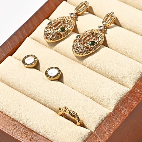 Oirlv Solid Wood Ring Tray Display Stand Slotted Jewelry Ring Showcase Display Jewelry Organizer for Trade Showcase(Creamy-white) - color: Wood Creamy-white
