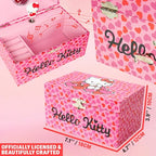 Hello Kitty Sanrio Musical Jewelry Box for Girls Teens Women Kawaii Wind Up Music Box Jewelry Organizer Ring Holder Gifts for Women (Pink - style: Pink Hello Kitty