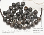 AD Beads Natural Gemstone 8mm Round Loose Beads Big Hole 40pcs (Larvikite) - color: Larvikite