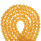 100pcs Golden Yellow Cat Eye Beads 8mm Round Semi Precious Stone Hole Size 1mm DIY Charm Spacer Beading Smooth Gemstone Loose Beads for Jewelry Making Bracelets Necklaces Earrings Crafting - color: Golden Yellow