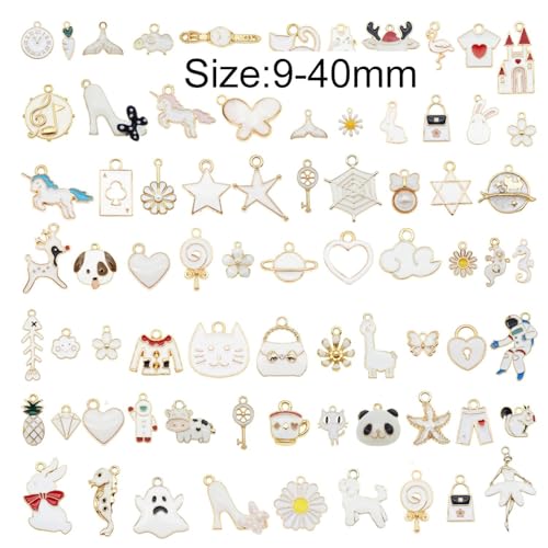 30pcs Mixed Enamel Charms Pendants for Jewelry Making Bulk lot Necklace Earrings Bracelet Craft Findings - color: White