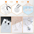 Oubaka 60pcs Earring Beading Hoop Rings,3 Shapes Earring Hoop Jewelry Making Hypoallergenic Square Hexagon Round Earrings Findings Open Bezels Linking Rings for DIY Craft,Earrings Necklace(Silver) - color: 60PCS;Square,Hexagon,Round;Silver