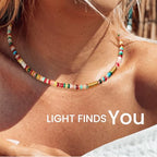 AGOT Beaded Gemstone Necklace for Women: Boho Bead Choker Natural Stone Necklaces - Handmade Jewelry for Summer Beach - color: Multi