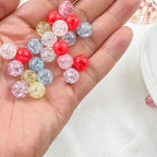 200pcs 10mm Crackle Beads - Round Crystal Acrylic Craft Beads with Hole for Jewelry Making - Bright Red - color: 24-bright red, size: 10MM