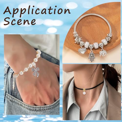 1 Box 160Pcs Gold Bail Spacer Bead Silver Tube Bails Bulk Clasp Bail Bead Charms Connector Tibetan Style Link European Alloy Loop Loose Spacer Beads for Jewelry Making Bracelet Necklace Craft - color: Gold, Silver