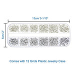 Anezus Jump Rings for Jewelry Making Supplies with Jump Ring Pliers (1200Pcs Dull Silver and Bright Silver)