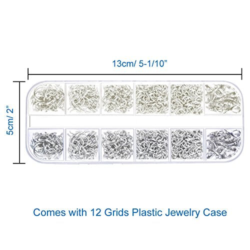 Anezus Jump Rings for Jewelry Making Supplies with Jump Ring Pliers (1200Pcs Dull Silver and Bright Silver)
