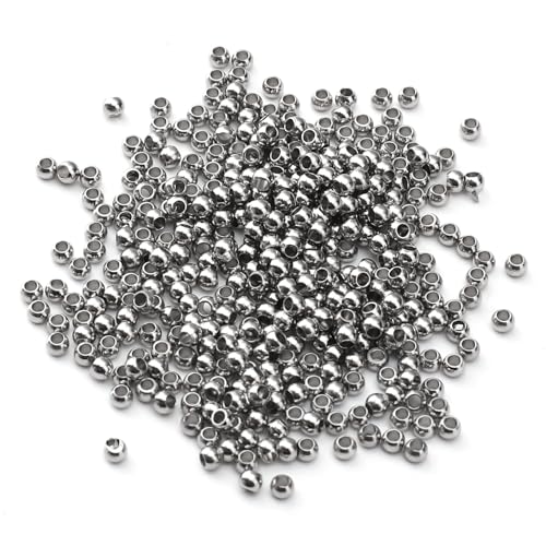 304 Stainless Steel Round Beads 2.0mm 400pcs Spacer Beads for Jewelry DIY Making and Repairing - size: 2.0mm