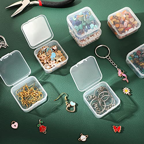 Jetec 6 Pieces Mini Plastic Clear Beads Storage Containers Box for Collecting Small Items, Beads, Jewelry, Business Cards, Game Pieces, Crafts (1.7 x 1.7 x 0.8 Inch) - size: 1.7 x 1.7 x 0.79 Inch