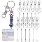 96 Pcs Beadable Keychains Bars bulk - 48 Silver DIY Metal Beaded Keychain Making Kit + 48 Bags Included, Bead Keychain Supplies,Blank Key Chain, Perfect for Women, Men, Mother's Day, Birthday Gift - color: B-silver, size: 48