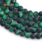 GEM-Inside 6mm Natural Stone Green Tiger Eye Frosted Matte Unpolished Round Beads for Jewelry Making Strand 15 inch - color: Green Tiger Eye, size: 6mm