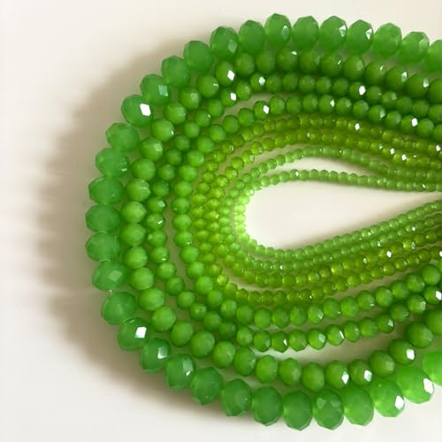 780Pcs Briolette Crystal Glass Beads for Jewelry Making, 3-10mm Faceted Green Crystal Beads for Bracelets, Rondelle Glass Beads Bulk for Crafts Wine Charms Wind Chimes Suncatchers - color: Green