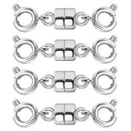 Double Magnetic Necklace Clasps and Closures 14K Gold and Silver Bracelet Extender Jewelry Clasps Converters for DIY Jewelry Making - color: 4Pcs Silver