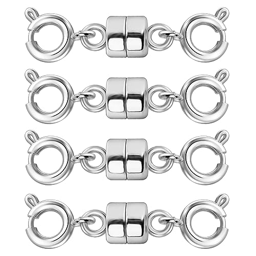 Double Magnetic Necklace Clasps and Closures 14K Gold and Silver Bracelet Extender Jewelry Clasps Converters for DIY Jewelry Making - color: 4Pcs Silver