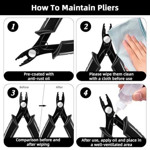 URSKYTOUS Bead Crimping Pliers Bead Crimper Tool for Jewelry Making 5 Inch Crimping Pliers Tool with PVC Handle Jewelry Crimper Plier for Bracelet Beading DIY Craft Jewelry Making Supplies (Black) - color: Rm Black