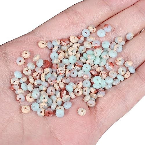 BEADIA Natural Shoushan Disk Stone Beads 4x2mm 160pcs Rondelle Loose Semi Gemstone Beads for Jewelry Making Design - color: Shoushan