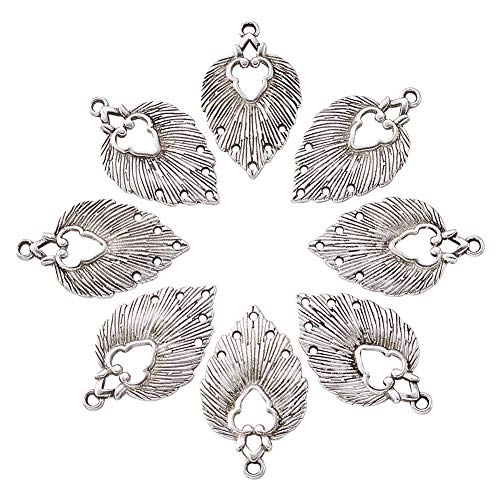 Mega Pet 10pcs Tibetan Silver Leaf Chandelier Component Links Charm Pendant Connectors with 5 Holes for Multi Layers Dangle Earring Bracelet Necklace Jewelry Making - color: Antique Silver, Leaf