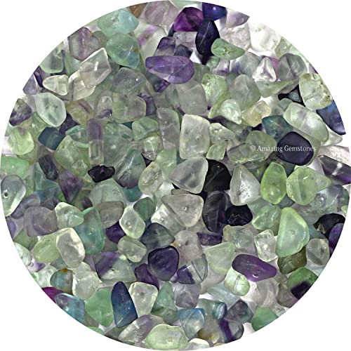 Multi Fluorite Pre Drilled Natural Crystals Crushed Chips Beads for Jewelry Making, DIY Handmade Healing Crystals (25 Inch Strand) - color: Multi Fluorite
