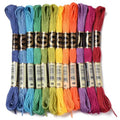 12 Skeins Colorful Embroidery Thread Variegated Floss 6 Strands Rainbow Cross Stitch Friendship Bracelet String Polyester Threads for Jewelry Making Sewing Bracelet Knit Stitching Crafts Diy - color: Colorful
