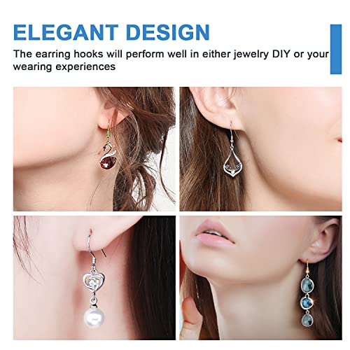925 Sterling Silver Earring Hooks, 750PCS Earring Hooks Kit 250PCS/125Pairs Gold & Silver Hypoallergenic Earring Hooks with 250PCS Open Jump Rings and 250PCS Rubber Earring Backs for Jewelry Making - size: 750pcs-gold&silver