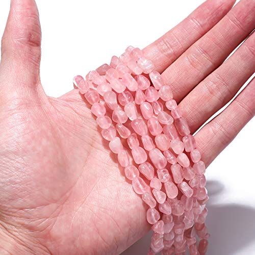 BEADIA Irregular Natural Rose Quartz Crystal Stone Loose Semi Gemstone Beads for Jewelry Making 5-8mm 38cm - color: Rose Quartz Crystal, size: 5-8mm 38cm