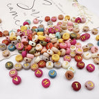 1000pcs Colorful Letter Beads, 4x7mm Acrylic Alphabet Beads A-Z Round Letter Beads for Friendship Bracelets Necklaces DIY Crafts Gifts Jewelry Making (Colorful Gold) - color: pink/gold