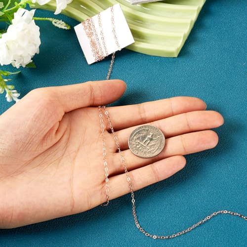 Elecrelive 925 Sterling Silver Cable Chain 3.28 Feet Rose Gold Unwelded Necklace Chains with Velvet Storage Bag for Men Women Jewelry Bracelet DIY Making - color: Rose Gold, 1.75mm
