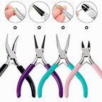 URSKYTOUS 4Pcs Jewelry Pliers Set Jewelry Making Pliers Tools Kit Include Jewelry Making Needle Nose Chain Nose Round Bent Pliers Wire Cutter for Bracelet Beading DIY Craft Jewelry Making Supplies - color: Ch Mix Color
