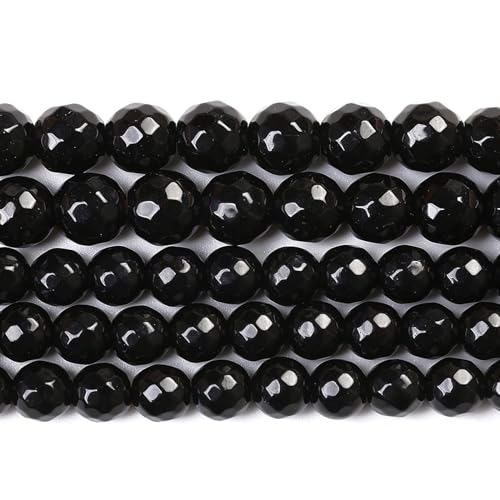 90pcs 4mm Natural Faceted Black Agate Stone Beads for Jewelry Making Energy Healing Beads DIY Bracelet Necklace Accessories 15" (4mm, Faceted Black Agate) - color: Faceted Black Agate, size: 4mm